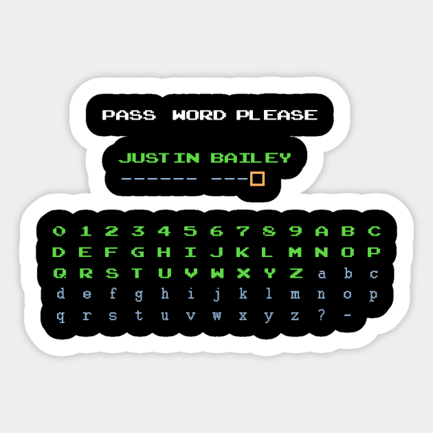 Metroid - Justin Bailey Password Sticker by mattographer